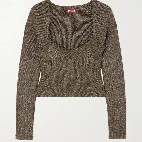 Staud Cerro Metallic Long Sleeve Sweater Top - Picture 4 of 7